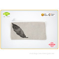 Feather Pencil Case Zippered Canvas Pouch Block Print in Black ink